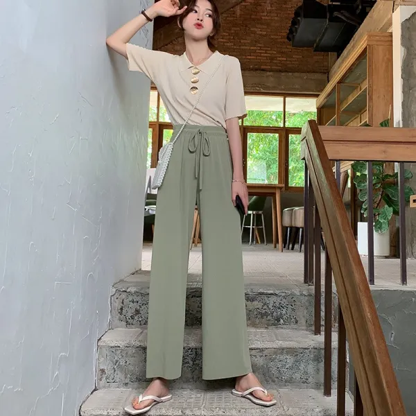 팬츠 와이드 팬츠 스트레이트 깔끔하게 떨어지 핏 스타일리시 캐주얼 바지[바지1049]