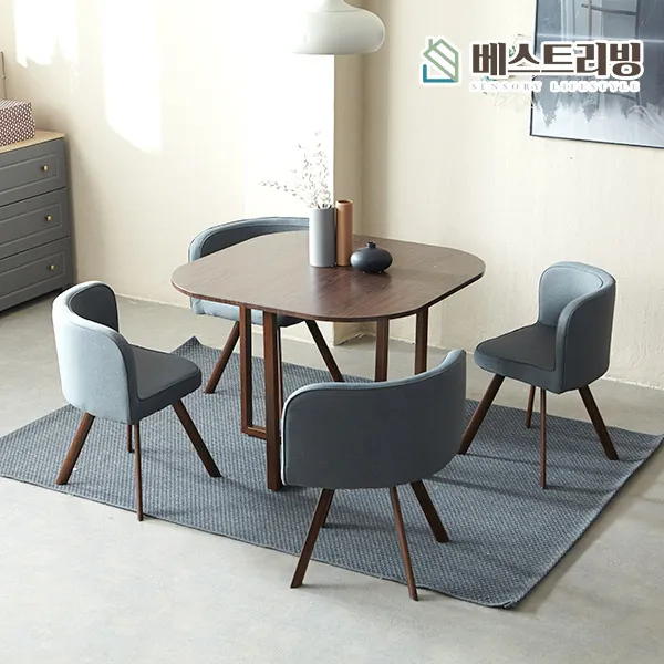 베스트리빙 아마존베스트 특별한분을 위한 특별한 가구!! 고급스러운 디자인의 회의용부터 식탁까지 다용도로 사용가능한 테이블세트, 월넛/그레이