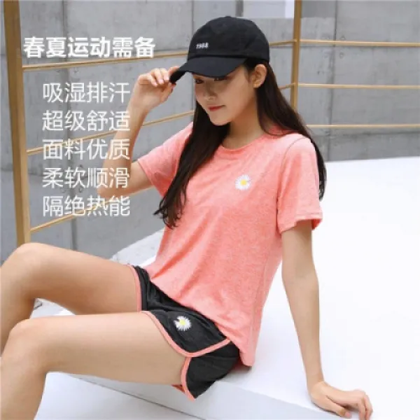 swsm 봄여름철 속건 의류 전문 레드 요가복 헬스장 러닝 세트 여리여리 날씬