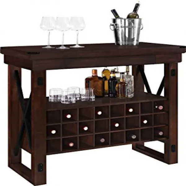 Altra Wildwood Wood Veneer Bar Cabinet Mahogany Altra Wildwood 우드 베니어 바 캐비닛 마호가니, 1