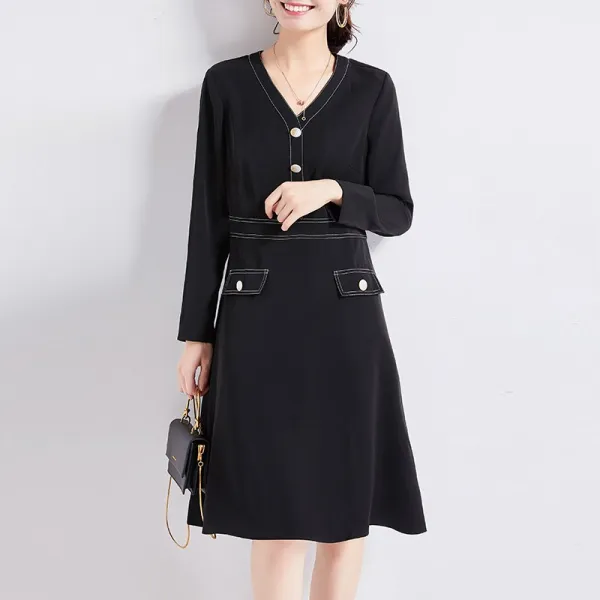 샵솔베이지 럭셔리 고급 가을 여성 정장 원피스 오피스 하객룩 심플 베이직