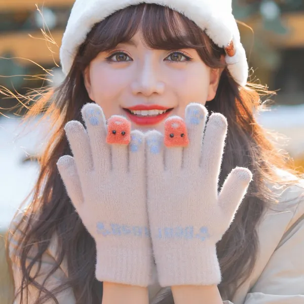 여성니트장갑 Dec.31 127번 장갑 여자 가을 겨울 기모 덧장 외출 자전거 타기 온난전 손가락 니트로 귀여움 학생터치스크린Z