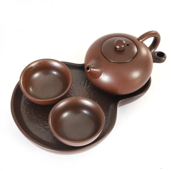 곤덕 풀 도제이다 여행 휴대 퀵컵 다기 건포 있음 섀시 찻잔, 질그릇 락 한 주전자 두 잔, 3건