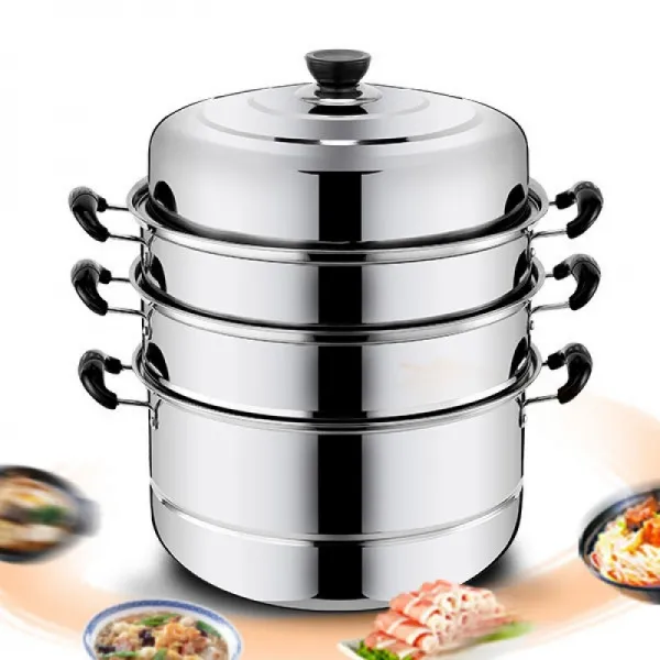 찜기 찜냄비 304스테인레스 3겹두꺼운 빅사이즈, T01-2층추가 두꺼운 기선-C01-28cm