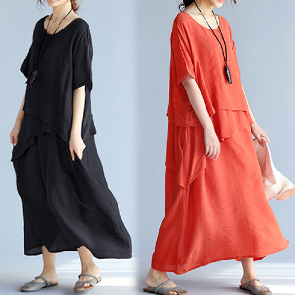 바니드 여성 여름 오버핏 박시핏 린넨 롱원피스