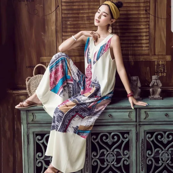 나라라오리 린넨 여성 하이웨스트 점프슈트