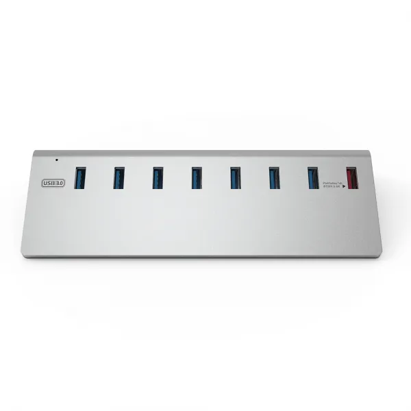 넥스트 이지넷유비쿼터스 USB3.0 알루미늄 8포트 스탠드형 유전원 USB허브 NEXT-319U3, 실버