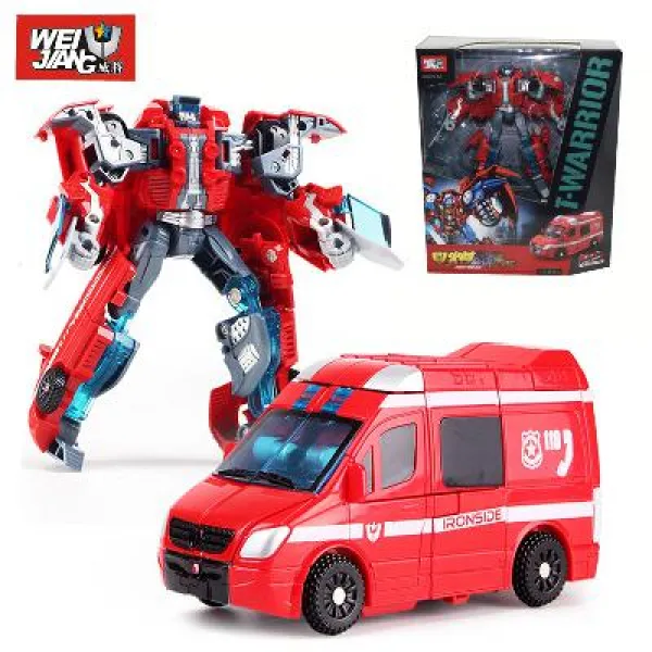 없음 트랜스포머 웨이장 육패 변형 완구 금강오합체 합금 로봇 굴착기 소방차 화존전장 세트 02 플라스틱판 경계선봉 오토바이 불존