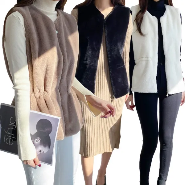 여성 밍크조끼 에코 페이크 퍼 베스트