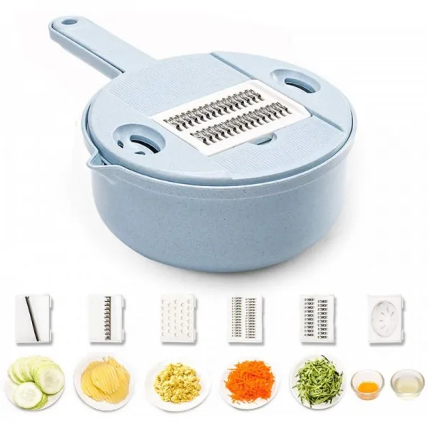 야채 만돌린 슬라이서 - 10 in 1 야채 Spiralizer 절단기 및 분쇄기 - 부엌 다목적 Julienne Grater 가드