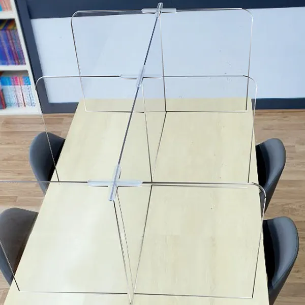 주식회사집현전 식탁 가림판 폴리카보네이트5T - 4인용 칸막이 십자결합형 양쪽막힘, 높이500