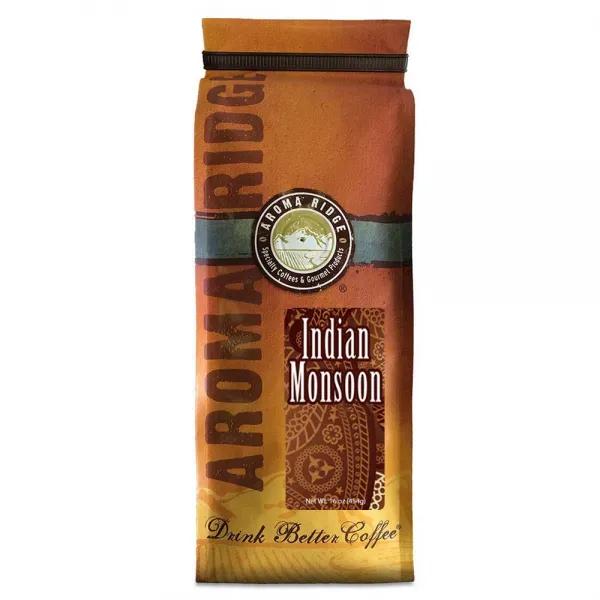 [1 lb] Indian Monsoon Coffee 1 lb Whole Bean FlavorSeal Vacuum Bag [453.6g] 인디언 몬순 커피 453.6g 통두, 1