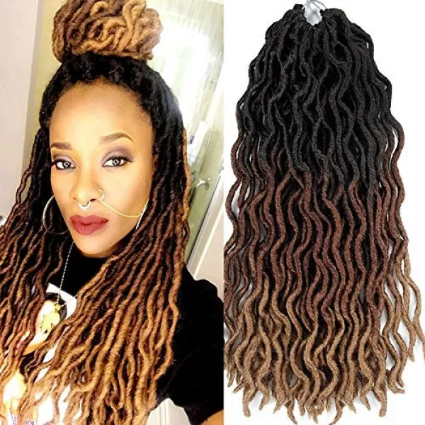 여신 가짜 Locs 크로 셰 뜨개질 머리 물결 집시 Locs 20 인치 크로 셰 뜨개질 사전 루프 험상 3 팩 옹 브르 곱슬 곱슬 트위스트 블레 단일상품 단일상품