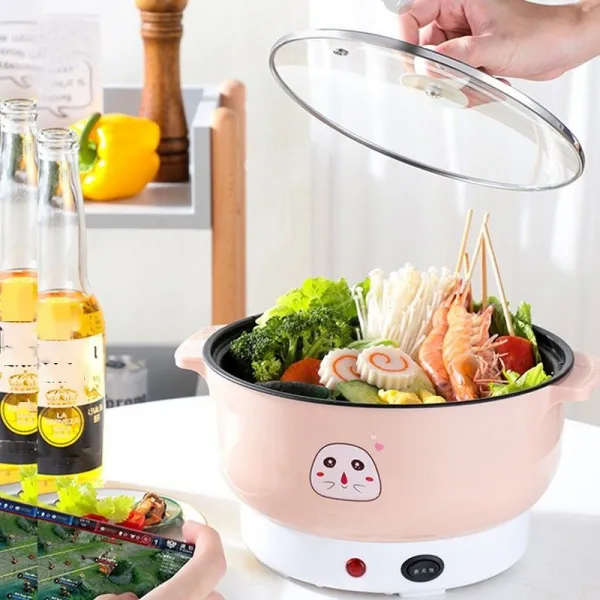 용흥발 가정용 전기 샤브샤브 다기능 전기 냄비 전기 냄비 전기 볶음솥 찜질 샤브샤브 전기 샤브샤브 기숙사 전기 밥솥 안 붙다 다용도 냄비 대용량 침실 소공률 샤브샤브 카키색 CM, 28cm 냄비+시루는 5-6명에게 적합, 카키 (선물 증정)