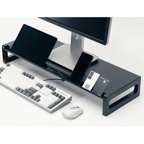 스톤힐 MS-01 스마트 메탈 모니터 받침대 듀얼 컴퓨터 스탠드 모니터선반 와이드 거치대, MS-01 400 블랙-높이10.3cm