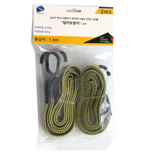 업카트벙지 2pcs x 1세트 1.5m 탄성로프 조절가능한 고정끈 큰고리 카트고무줄 자전거줄 고리가큰조정끈 손수레고정끈 묶는줄 탄성고무줄 다양한용도 고정끈 업카트벙지 큰고리