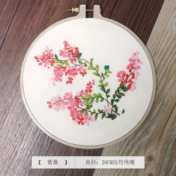 자수도안 diy수공 제작 수예품 둥글부채 재료가방 고풍 리본 SUXIU초보자, T03-백일홍(재료가방+20cm방죽 십자수틀)