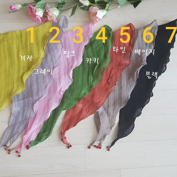 솔이네 봄 여름 린넨 레이스 플라워 이중 미니 쁘띠 스카프 3종