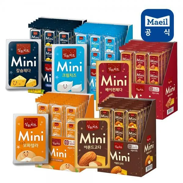 상하 미니치즈5종 총60개 체다+모짜+크림+베이컨+고다 
