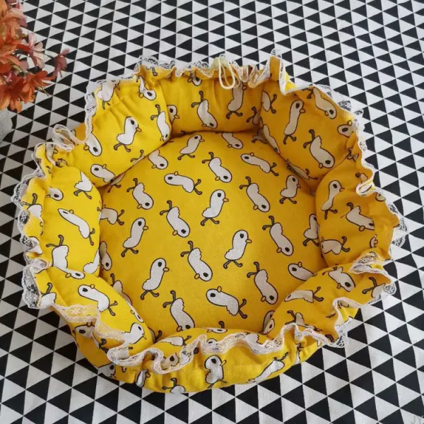 고양이집 테디 사계절 범용 강아지집 프릴집 소형견 중형견 강아지 매트 러버덕_라지 0 18근 