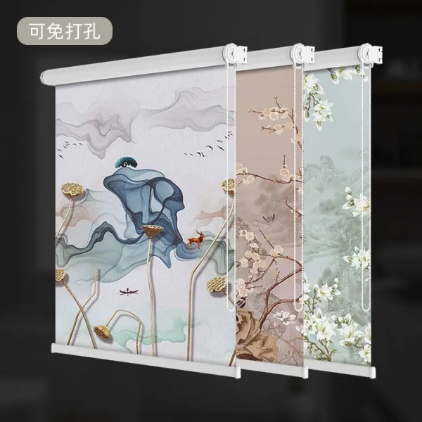 콤비블라인드 산수 롤스크린 높이조절 반암막 암막 단열 침실 화장실 주방 방지, T01-시냇물 실버 폭포(반가리는) 너비 50CM* 높이 200CM