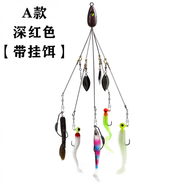 밑밥통 낚시패키지 모방 물고기떼 걸이식 5개 글리터 루어 바다낚시 가짜미끼 T02 A스타일/버건디 2 포함거는 미끼 자복