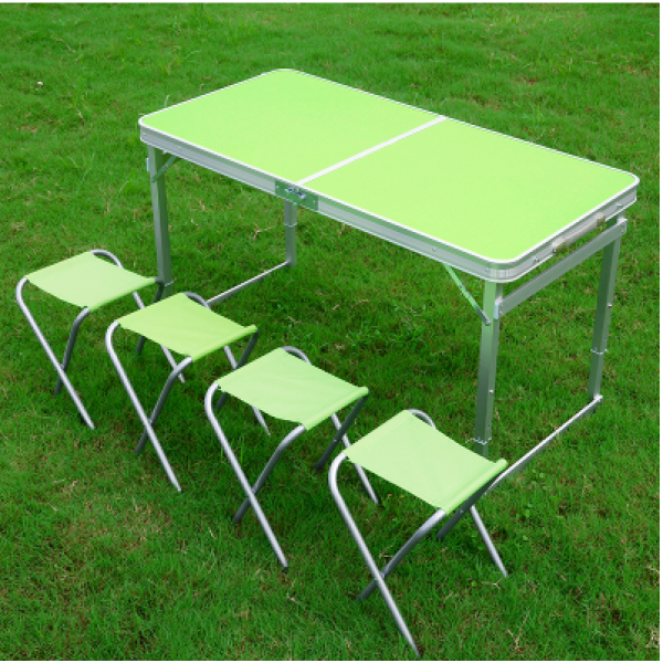지에스컬쳐 휴대용접이식테이블 사파리 자 휴대용트 가정용 1 2메터 각파이프 보강 책상테이블 노점 나룻배 심플 각파이프 그린 _4개 스툴