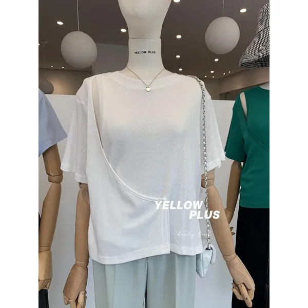 8꺾다 아니 바꿔 숏 신경을 썼다 펀칭 감각 보이핏 볼륨 t셔츠 상의 TEE71177