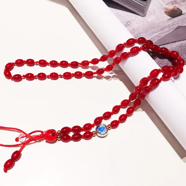 핸드폰 끈 여걸 멱살 꼬임 속국풍 비취옥 펜던트 크리스털 구슬 손목 애플 X 화웨이 오픈 Vivo 1 롱레드 비취 걸개밧줄