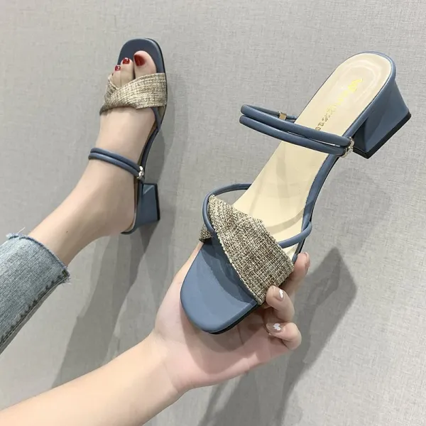 프레쉬영 패션슬링백샌들 여성 여름 스타일리시 투박스럽다 따르다 늦바람 부드러운 이중사용 힐슬리퍼