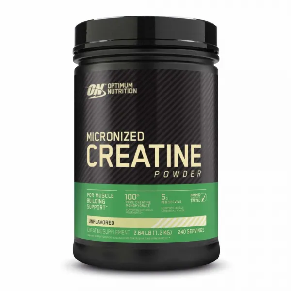 크레아틴 Optimum Nutrition 미분화 된 일 수화물 분말 향이 첨가되지 않은 케토 프렌 들리 240 회 제공, 1개, 1