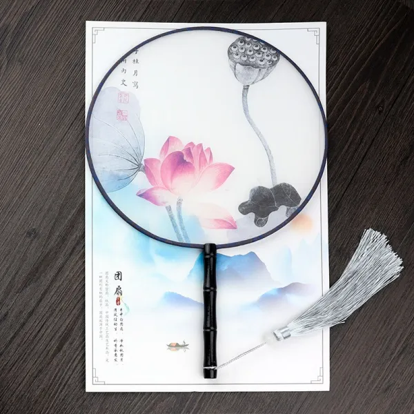 무용 임부채 클래식 동이 양면 반투과 명궁 중국한복 Cos 퍼포먼스 여성 차이나 바람이 둥글다 수묵 연꽃