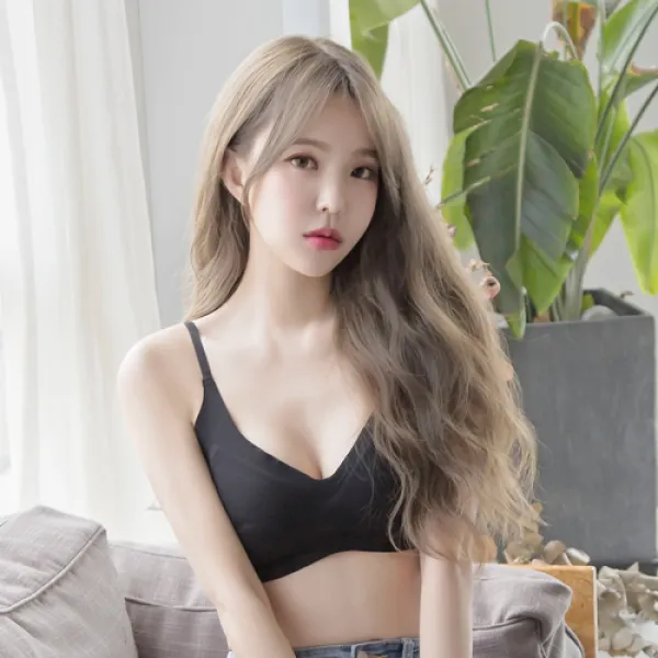 파란 심리스 누디 브라탑 블랙 여성속옷