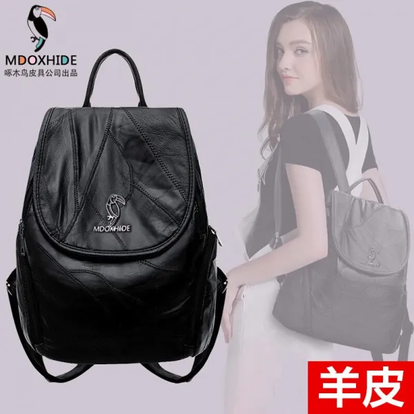 청 량 절 丨 봄 2019 신형 双肩包 한판 핸드백 자동 가죽 가방 양가죽 대용량 와 일 드 카드 레저 소 프 트 피 배낭 여행 가방