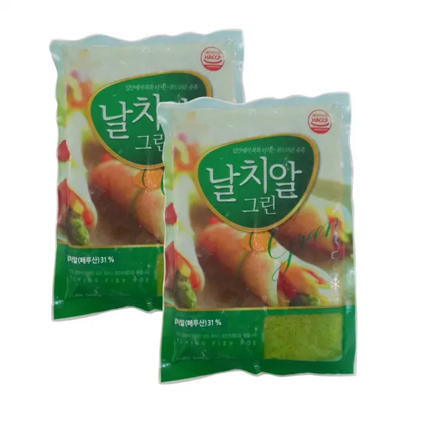 대보유통 몰도리도리 날치알 500g+500g 날치알레드 날치알골드 날치알그린 알밥 초밥 캘리포니아롤, 1세트, 03. 날치알 그린 1+1
