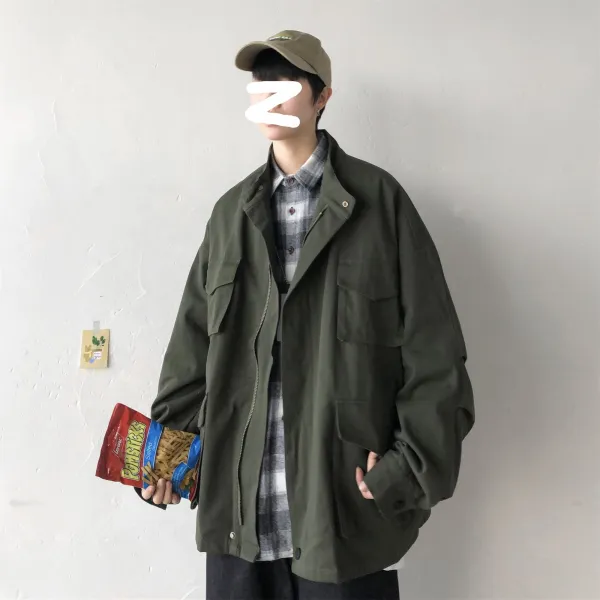 캐쥬얼재킷옷 캐쥬얼재킷룩 카고 코트 봄가을 타입 멋진 와이드 루즈핏 건달 멋지다 중국식홑저고리 INS트렌드