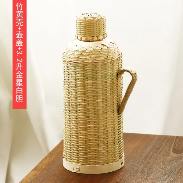 가정용 핸드메이드 대나무라탄 헤리티지 우드마개 다실 사무실 물병, 대나무 엘로 껍데기 3.2리프트 _주
