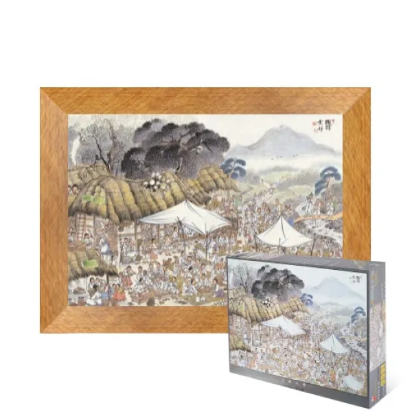 퍼즐피플 주막풍경 1000피스 동양화 풍경 직소퍼즐, 액자포함(우드골드), 1000p