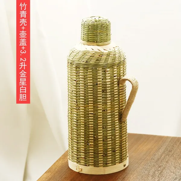 가정용 핸드메이드 대나무라탄 헤리티지 우드마개 다실 사무실 물병, 대나무 청 껍데기 3.2리프트 _주전