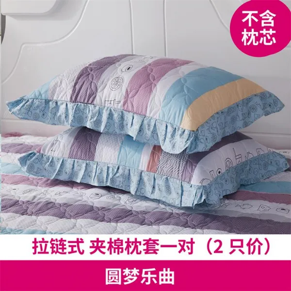 베개커버 순면 두꺼운 면패딩 지퍼 레이스 빅사이즈 베게커버 48x74cm한쌍 2개 가격, C11-꿈 악곡(면패딩 베개커버)