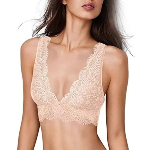 YIANNA 레이스 Bralette 여자의 깊은 V 목 Unpadded 레이스 긴 선 급락 Bralette 브래지어 PROD224000078