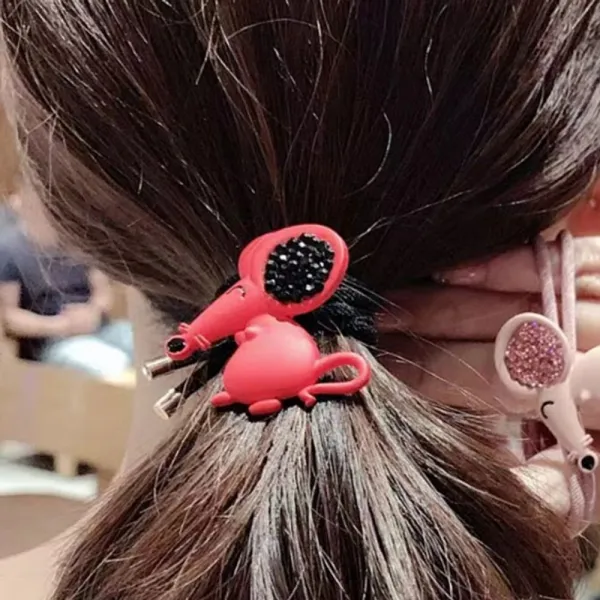 본S인터내셔널큐빅 눈웃음 쥐 머리끈(레드) 헤어끈 헤어고무밴드 큐빅쥐모양머리끈 예쁜머리끈 귀여운머리끈_UJUY숄 +JHKJ
