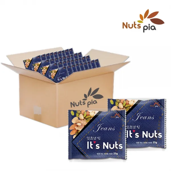 넛츠피아 매일 하루 견과 한줌 견과류 100봉 낱봉 잇츠넛 진25g 100봉 낱봉 