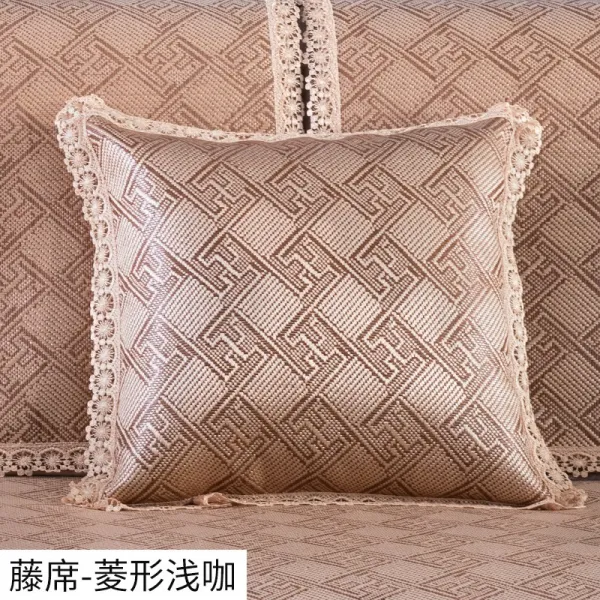 등받이 아이스 매트 베개 커버 여름 소파 매트 커버 등나무 시트 등받이 쿠션 커버에는 코어가 없습니다, 45 × 45cm 베개 커버 + 코어, 후지시-다이아몬드 라이트 카