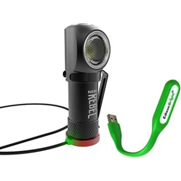 EdisonBright의 USB 자성 염기와 느보 반군 240 루멘 LED 전조등 일 라이트 6691 USB 충전식 광 번들을 판, One Size, One Color