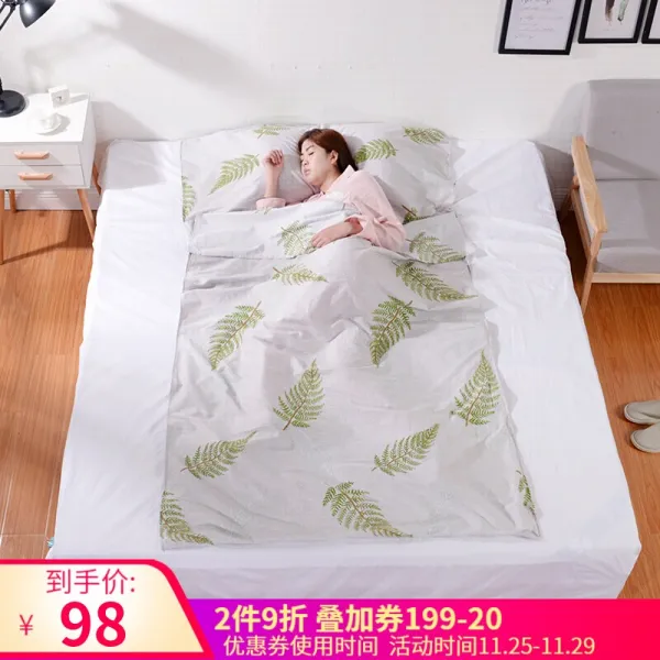 실외 휴대용 몸 에 꼭 맞 는 여행 침낭 실내 2 인 위생 침낭 호텔 호텔 호텔 방 더 리 를 막 는 침낭 내부 [순수한 면 0.8 * 2.3m] 원시림, 상세페이지 참조