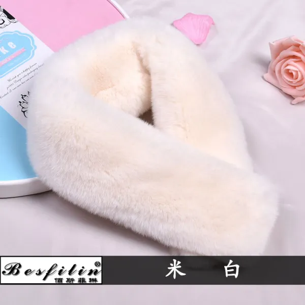 쁘띠스카프 수달토끼털 퍼머플러 자력 흡착식버클 솔리드가죽 털카라 여자코디 심플 양면 리얼털모