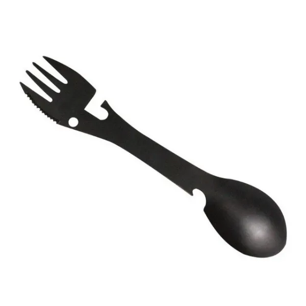 식기 멀티 도구 휴대용 multitool기구 flatware 수 오프너 Spork 칼 붙이 포크 스테인레스 스틸 병 캠프 피, 02 Black