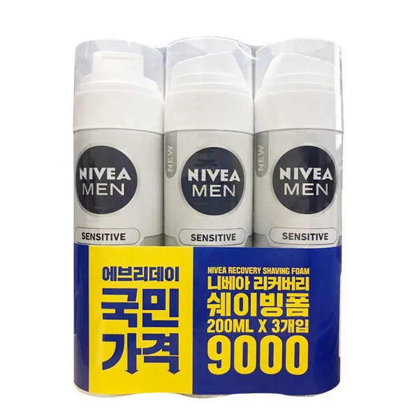 니베아 맨 센서티브 리커버리 쉐이빙폼 (200ml x3입), 단일상품, 단일상품