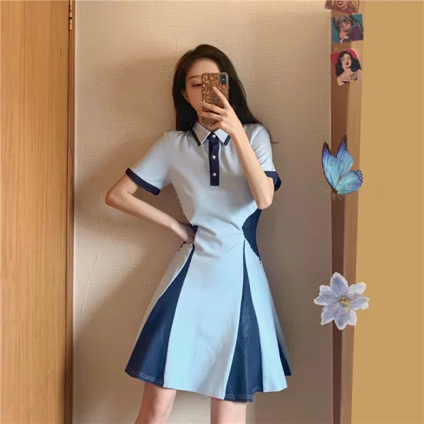 May.17 159번 폴로넥 원피스 여름 미니멀한 캐주얼 소금으로 달콤하고 부드러운 느낌으로 허리를 잡아주어 날씬해 보이고질Z